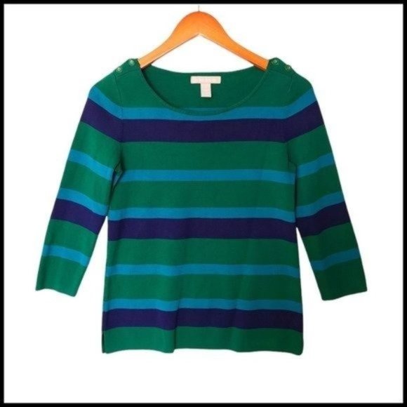 Banana Republic Blue Green Striped Sweater size S Small - Picture 1 of 7